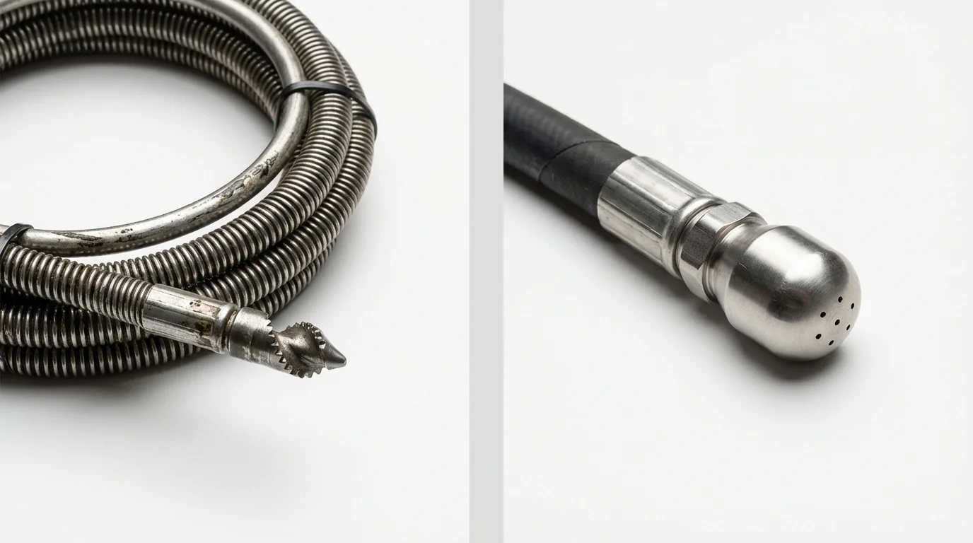 Drain snake cable and hydro jetting nozzle used for drain cleaning in Chualar, CA