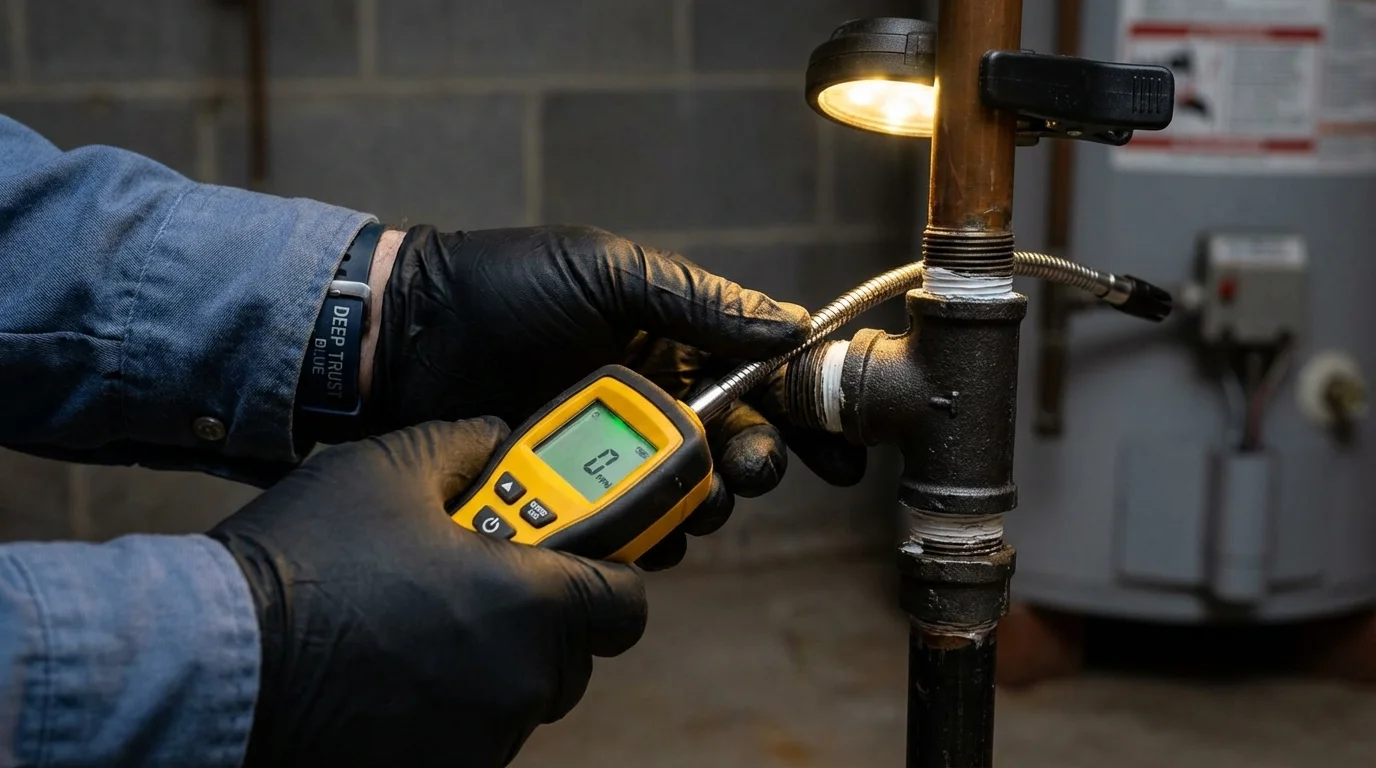 Gas leak detection with electronic sniffer by Johns Plumbing LLC in Chualar