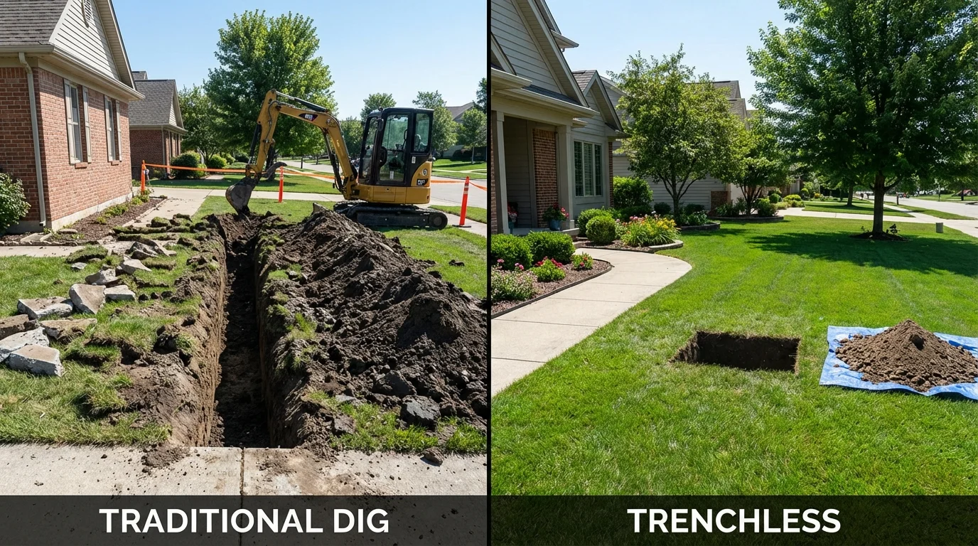 Trenchless sewer repair with minimal yard damage versus traditional excavation in Chualar, CA